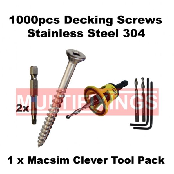 10g x 65mm SS304 Decking Screws 1000pcs + Countersink Bundle
